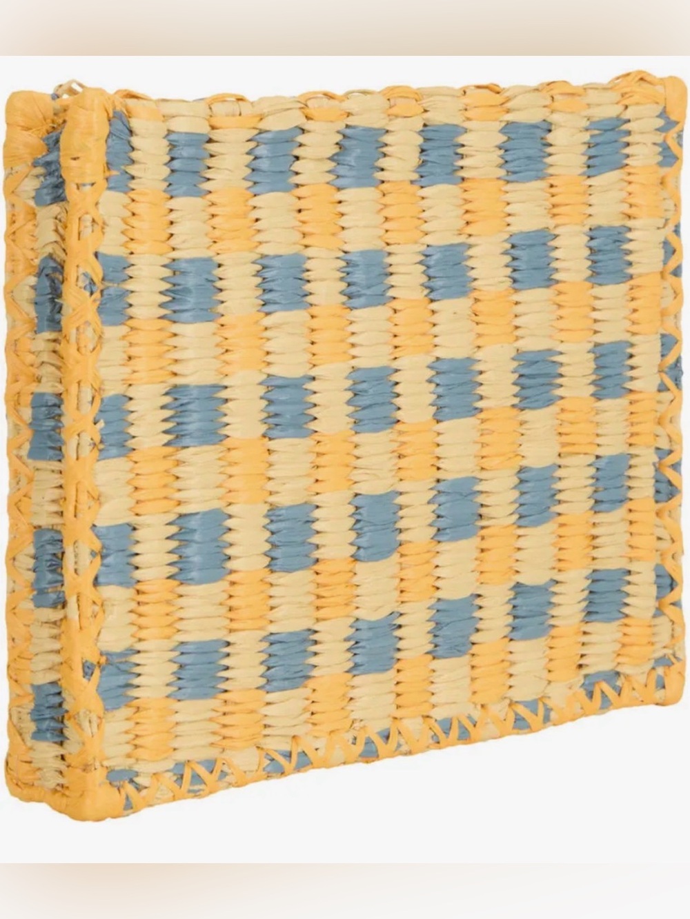 Tory Burch Ella Raffia Pouch. Deep Turquoise. - Picture 6 of 15